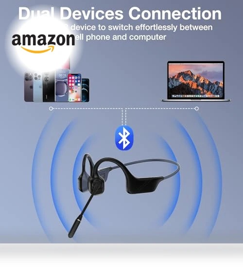 Open-Ear Bone Conduction Headphones with Mic — Over-Ear Headphones, Hostena