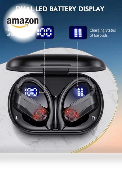 Wireless Bluetooth Earbuds with Earhooks — In-Ear Headphones, EUQQ
