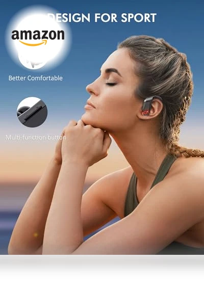 Wireless Bluetooth Earbuds with Earhooks — In-Ear Headphones, EUQQ