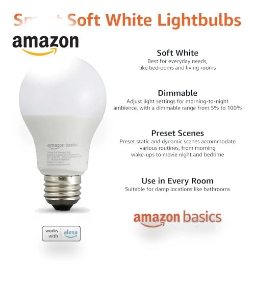 Smart A19 LED Light Bulb — LED, Amazon Basics