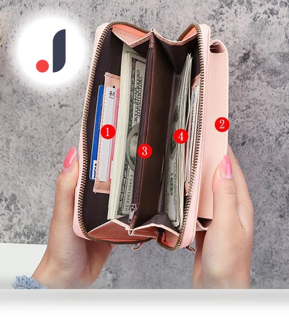 Leather Women's Wallet Bags with Touch Screen — Crossbody, Baking Heat