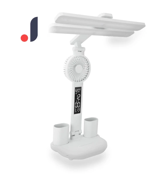 LED Desk Lamp with Fan and Calendar-Clock — Desk & Table Lighting, Koogeelife