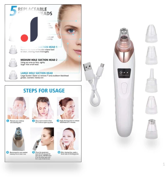 Rechargeable Vacuum Suction Tool for Pore Extraction — Blackhead & Blemish Removers, Handy Hobbies