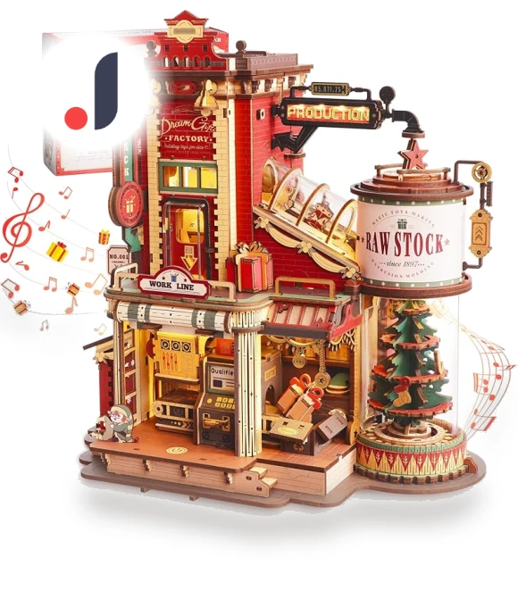 3D Puzzle Wooden Music Box With LED — Wood, Robotime