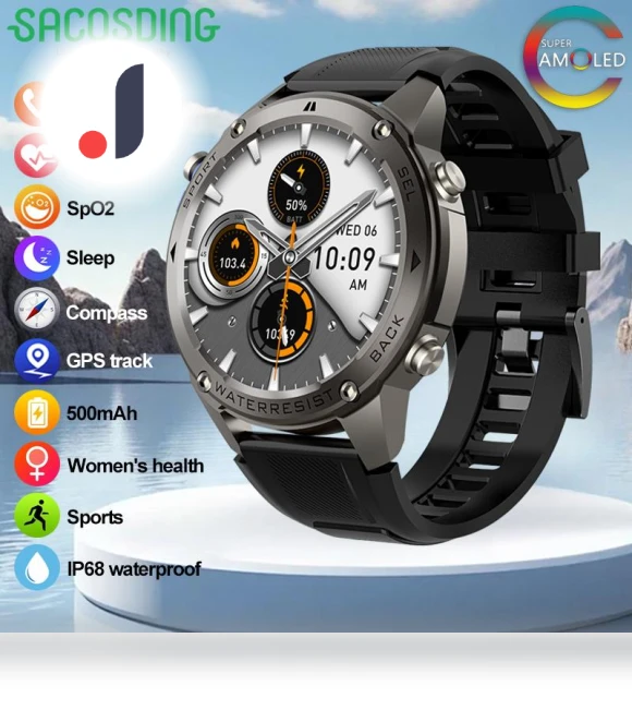 GPS Smart Watch with AMOLED Display — Smartwatches, SACOSDING