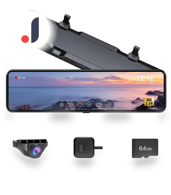 Super Large Front and Rear Mirror Dash Cam — Rearview Cameras for Cars, SAMURAI STYLE