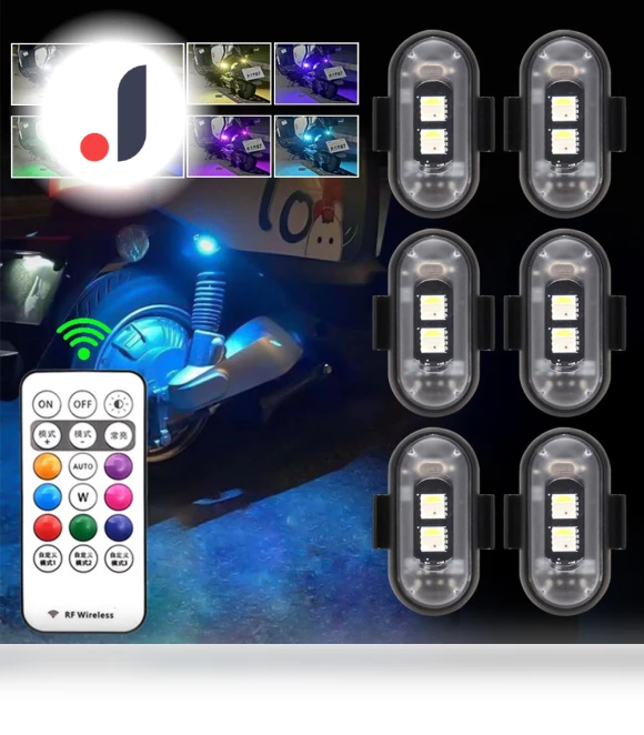 Universal Motorcycle RGB LED Strobe Lights with Controller — Vehicle Safety Signals, techmade