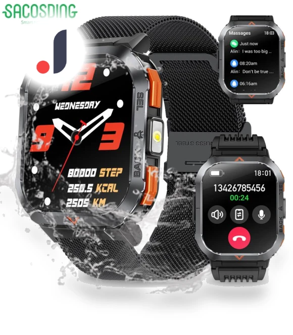 Waterproof Smart Watch with Compass and LED Flashlight — Smartwatches, SACOSDING
