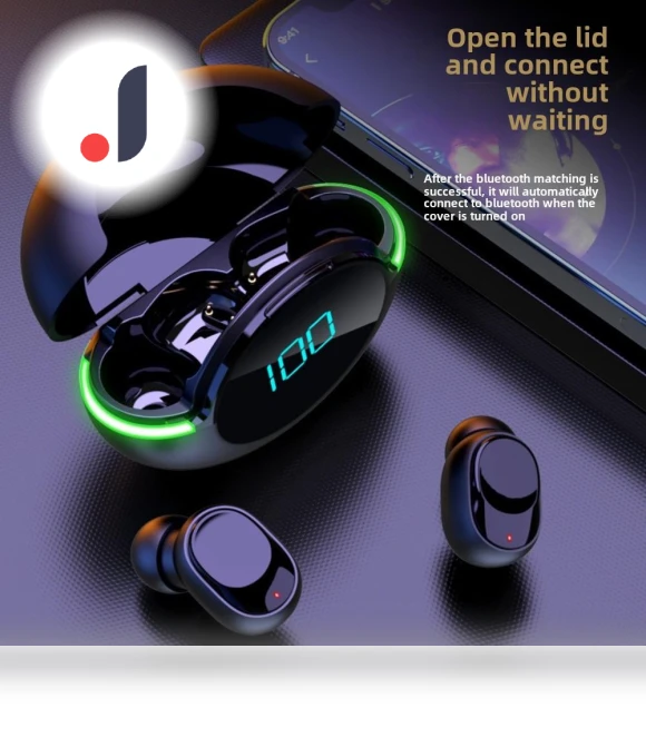 Bluetooth Headset with Mini LED Touch Display — In-Ear Headphones, QUEED