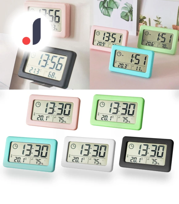 Electronic Clock with Large LCD Display and Temperature Humidity Meter — Home Climate Control, Cyprinoid
