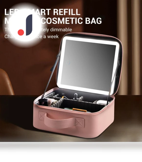 Smart LED Makeup Bag with Mirror — Cosmetic Cases, Auto Launcher