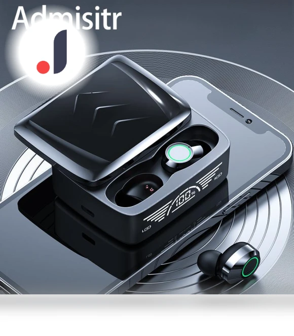 Wireless Bluetooth Earbuds with Digital Display — In-Ear Headphones, Admisitr