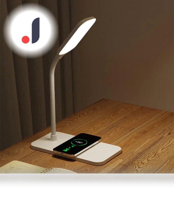 LED Desk Lamp with Wireless Charger and USB Port — Desk & Table Lighting, DC-HOME Textile