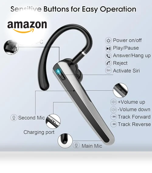 Wireless Earpiece with Dual ENC Noise Canceling Mic — Headsets, SKIUDCT