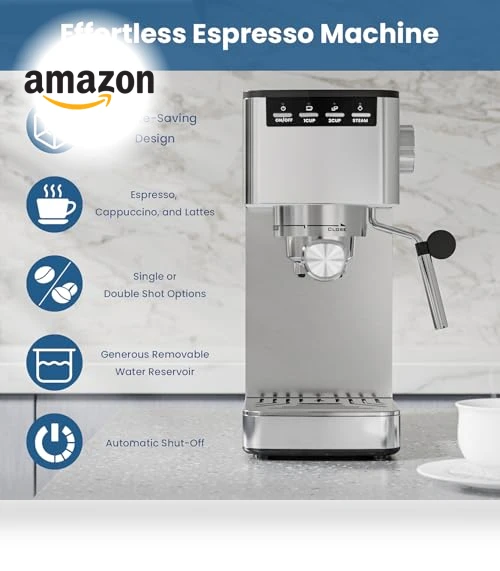 9 Bar Espresso Machine with Steam Frother — Coffee & Espresso Combos, COWSAR