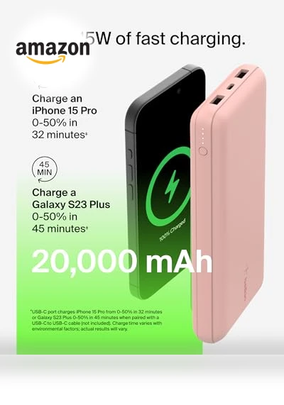Portable Charger, USB-C Power Bank 20,000mAh — Chargers, Belkin