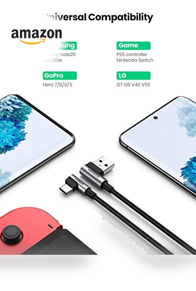 USB to USB C Cable 90 Degree Fast Charging Cord — Cables, UGREEN