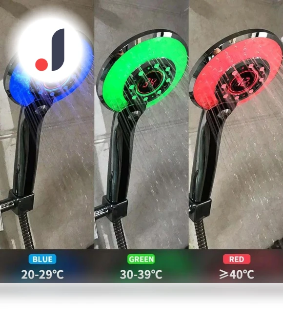 3 Colors LED Faucet Temperature Sensor Luminous Shower Sprayer — Fixed, Khjkllo59vn