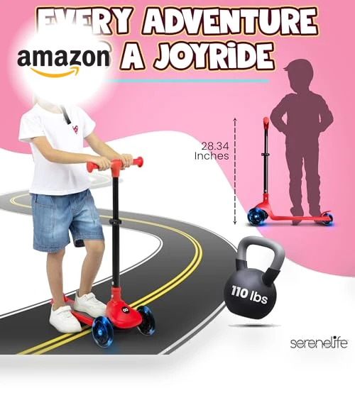 3 Wheel Foldable Kids Scooter — Push Scooters, SereneLife