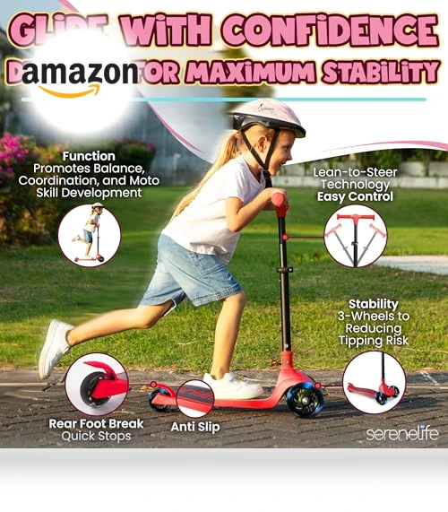 3 Wheel Foldable Kids Scooter — Push Scooters, SereneLife