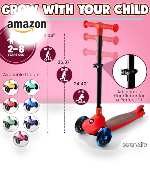 3 Wheel Foldable Kids Scooter — Push Scooters, SereneLife