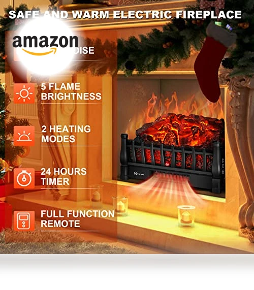 Electric Fireplace Logs Inserts Heater — Portable Heating Solutions, Alpaca