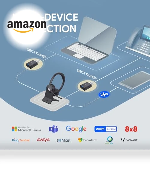 Hybrid Wireless Headset Dongle & Charging Stand — Headsets, Yealink