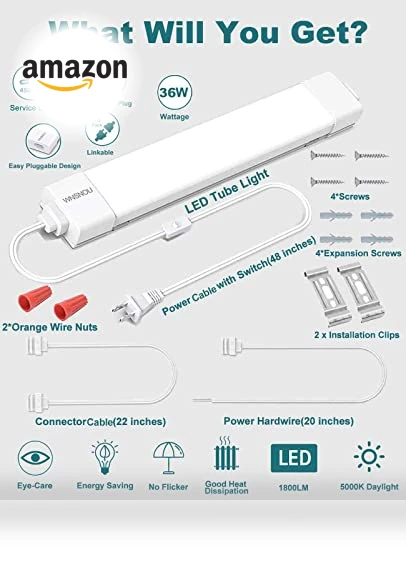 LED Shop Light With Plug — Strobe Lights, WNSNOU