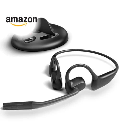 Open-Ear Wireless Headset with Noise-Filtering Boom Mic & Charging Dock — Headsets, Avantalk