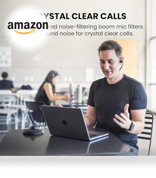 Open-Ear Wireless Headset with Noise-Filtering Boom Mic & Charging Dock — Headsets, Avantalk