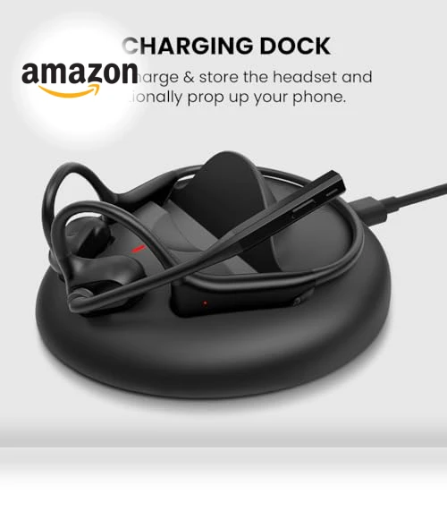 Open-Ear Wireless Headset with Noise-Filtering Boom Mic & Charging Dock — Headsets, Avantalk