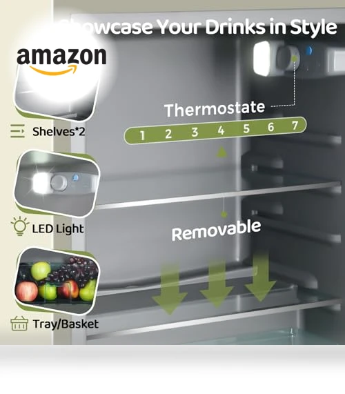 Retro Beverage Refrigerator with Tempered Glass Door — Drink Coolers, Anypro
