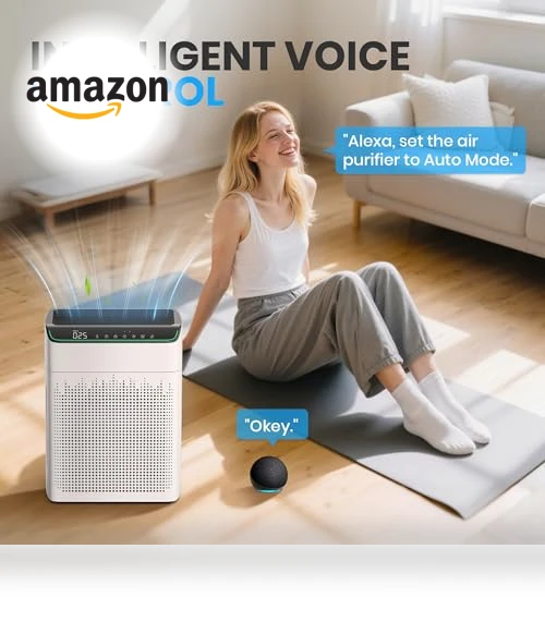 Large Room Air Purifier with Smart WiFi — Activated Carbon Air Purifiers, FLANUR