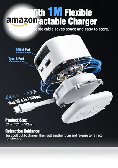 Retractable Wall Charger with Type C Cable — Chargers, Dongguan Hengyunda Technology Co.,LTD