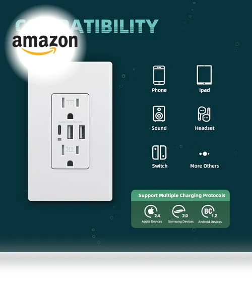 USB C Wall Outlet — Outlet Switches, TOPELER ELECTRIC INC