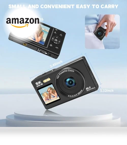 5K 80MP Digital Camera with Fill Light & 16X Zoom — Mirrorless Cameras, Saneen