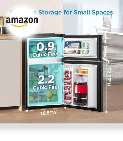 Double Door Mini Fridge with Freezer — Mini Fridges, Midea