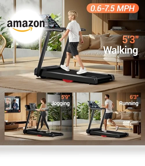 Folding Treadmill with Heart Rate Sensor — Treadmills, LONTEK