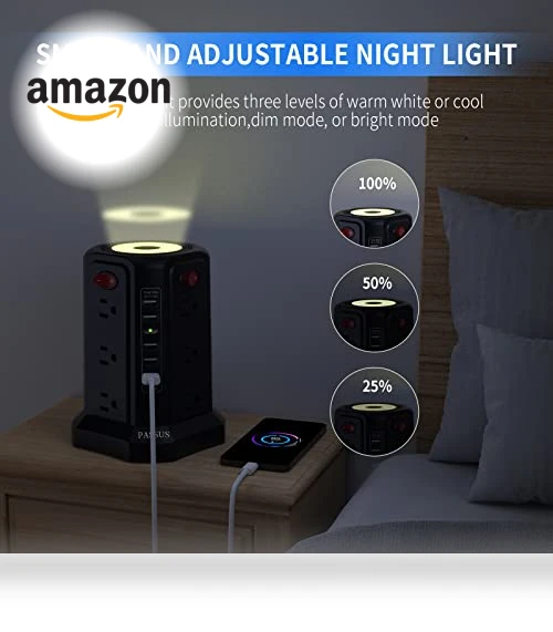Surge Protector Power Strip Tower — Power Solutions & Surge Protection, PASSUS