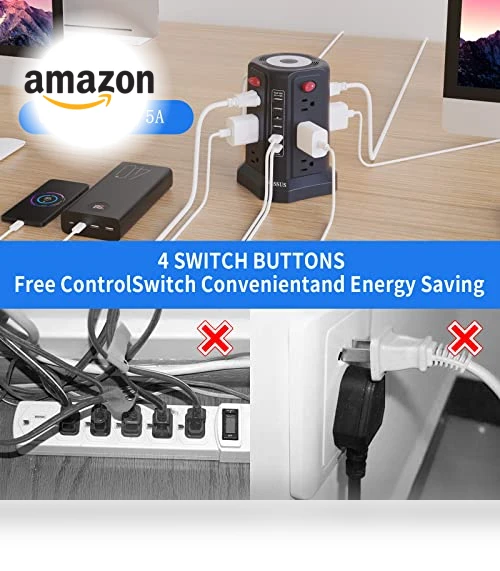 Surge Protector Power Strip Tower — Power Solutions & Surge Protection, PASSUS