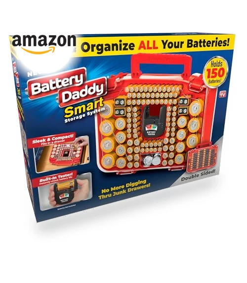 Battery Organizer Storage Case with Tester — Holders, Ontel