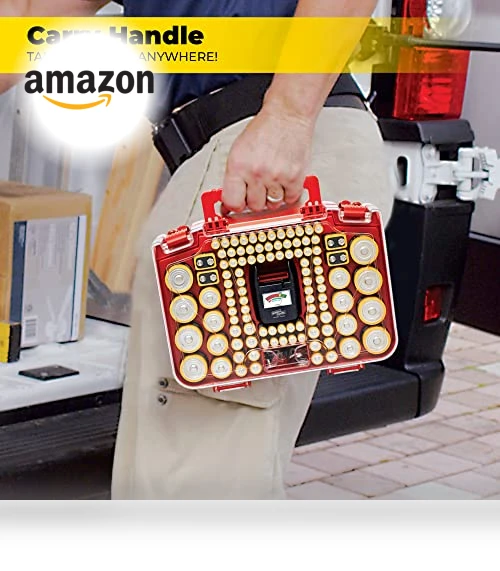 Battery Organizer Storage Case with Tester — Holders, Ontel