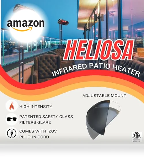 Black Infrared Electric Outdoor Patio Heater — Patio Heaters, Heliosa