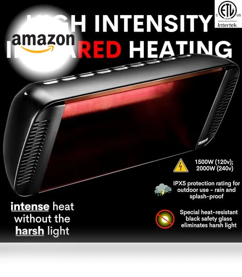 Black Infrared Electric Outdoor Patio Heater — Patio Heaters, Heliosa