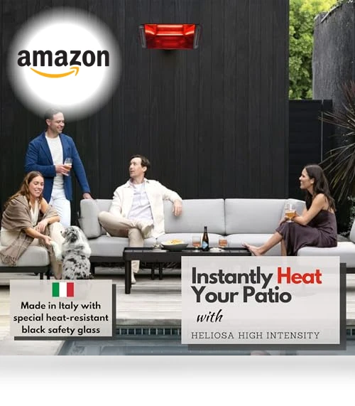 Black Infrared Electric Outdoor Patio Heater — Patio Heaters, Heliosa