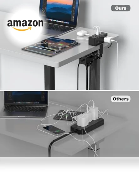 Dual Layer Desk Clamp Power Strip — Power Solutions & Surge Protection, VILONG