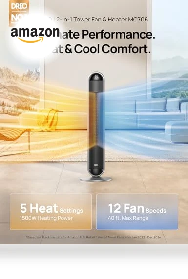 Tower Fan and Heater Combo — Desktop Cooling Solutions, Dreo