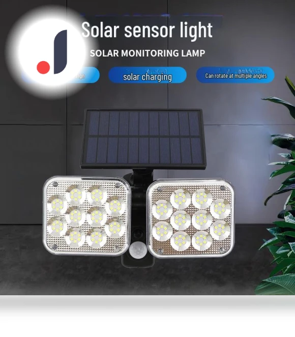 Remote Control LED Solar Floodlight with Motion Sensor — Outdoor Security & Flood Lighting, TrendVibeCN