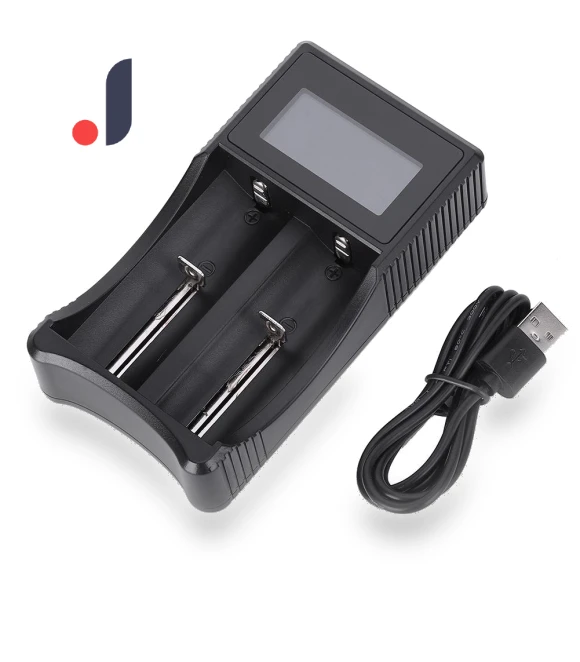Portable Travel LCD Smart Display USB Double Slot Charging Battery Charger — Holders, Koogeelife