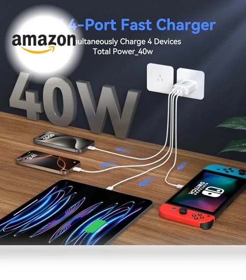40W 4-Port Type C Fast Charger Block — Chargers, Shenzhen Xihuida Electronics Co., Ltd.
